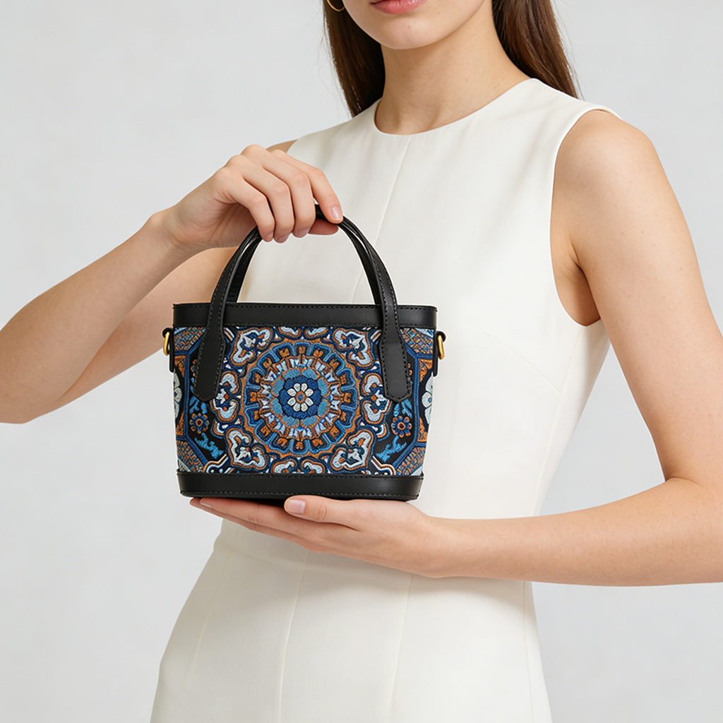Personalized embroidered handbag