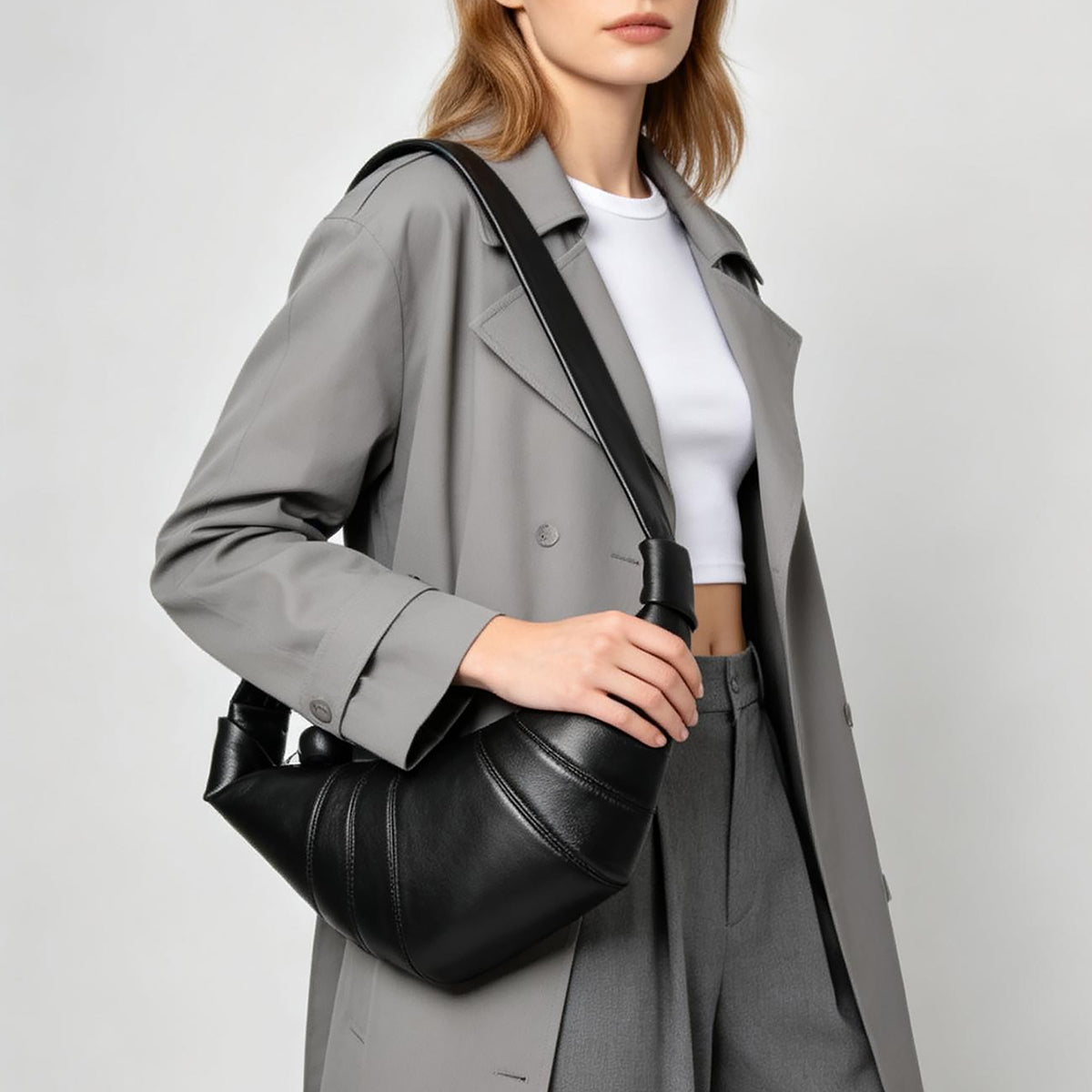 Soft croissant shoulder bag