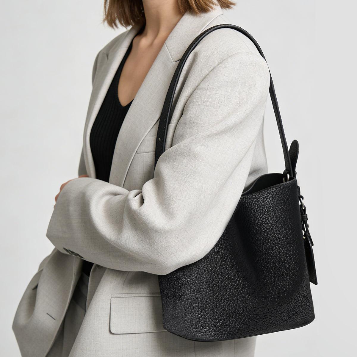 Genuine Leather Bucket Bag